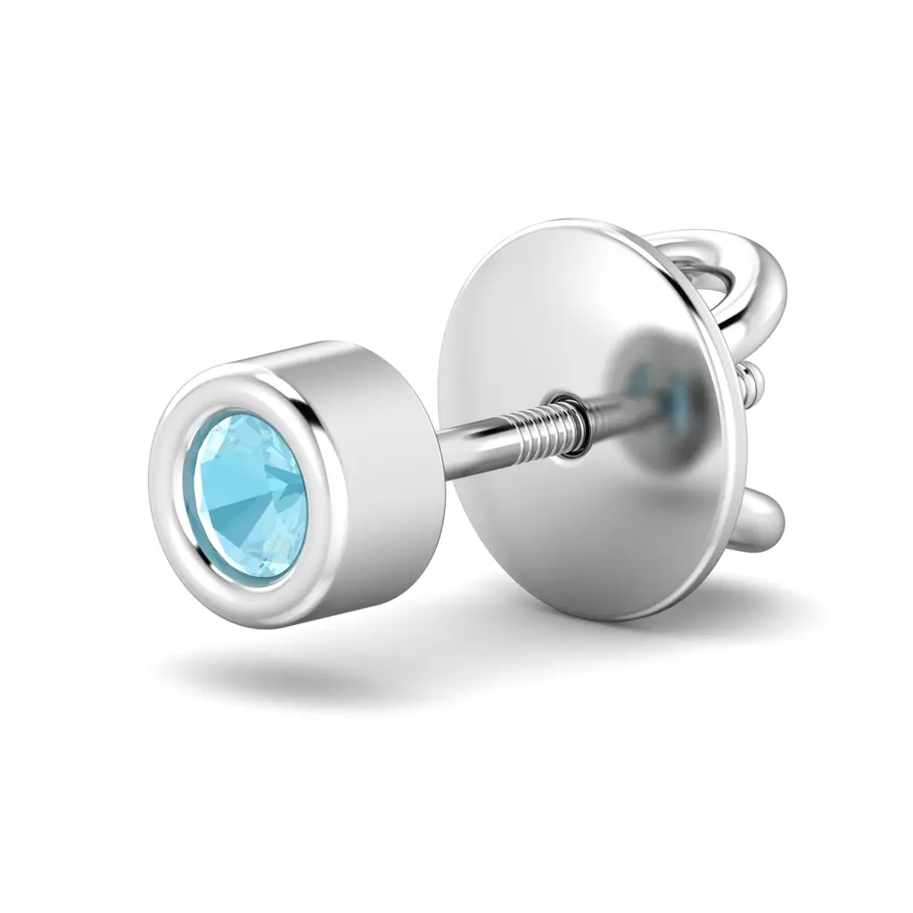 KuberBox 18K White Gold Bruce Men's Ear Stud