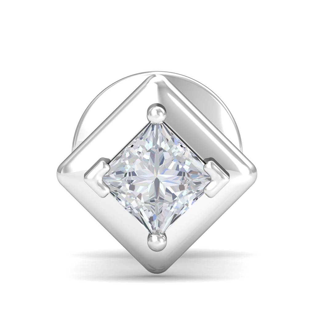 KuberBox 18K White Gold Men's Square Ear Stud