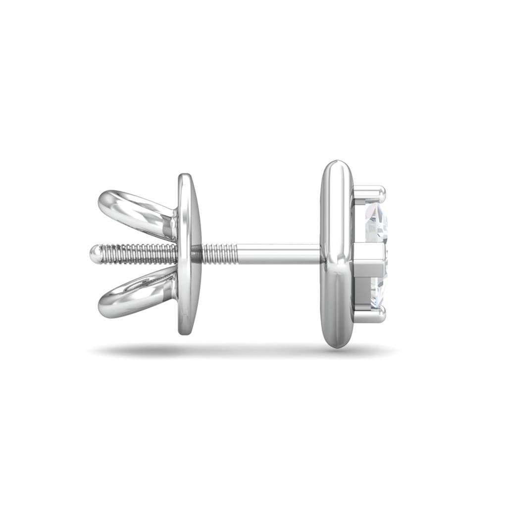 KuberBox 18K White Gold Men's Square Ear Stud