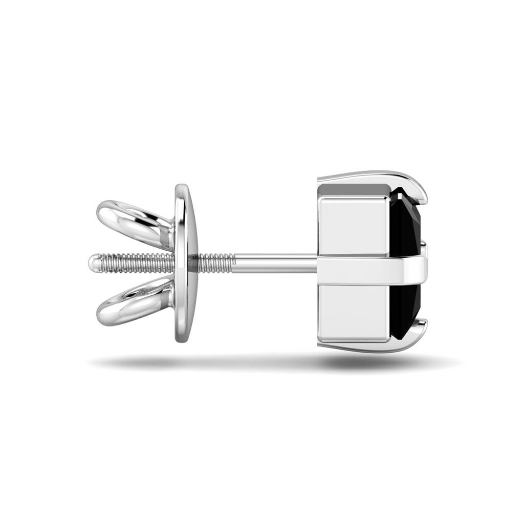 KuberBox 18K White Gold Men's Black Ear Stud