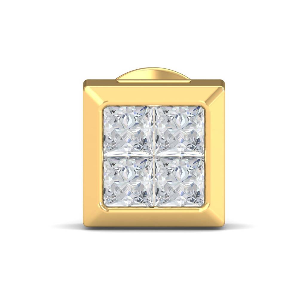 KuberBox 18K Yellow Gold Square Men's Ear Stud