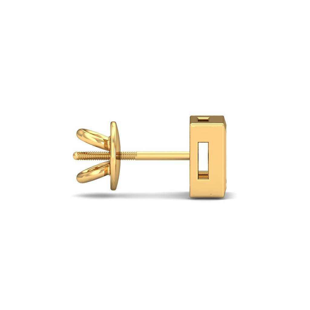 KuberBox 18K Yellow Gold Square Men's Ear Stud