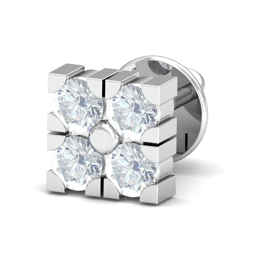 KuberBox 18K White Gold Gabru Men's Ear Stud