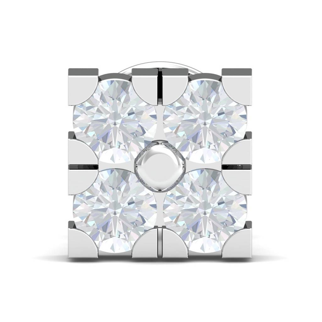 KuberBox 18K White Gold Gabru Men's Ear Stud