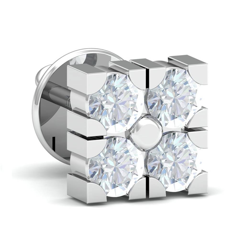 KuberBox 18K White Gold Gabru Men's Ear Stud