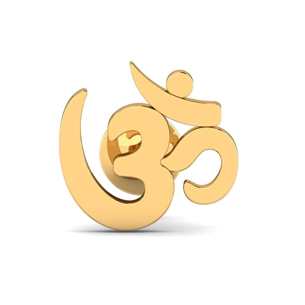 KuberBox 18K Yellow Gold Aum Men's Ear Stud