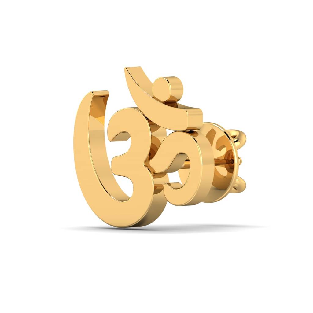 KuberBox 18K Yellow Gold Aum Men's Ear Stud