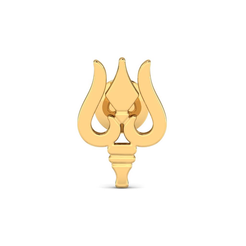 KuberBox 18K Yellow Gold Trishul Men's Ear Stud
