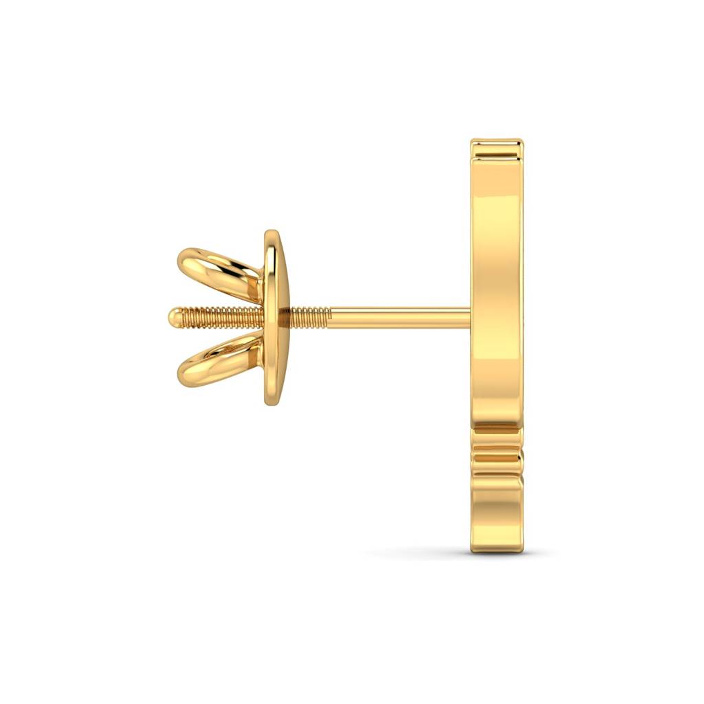 KuberBox 18K Yellow Gold Trishul Men's Ear Stud