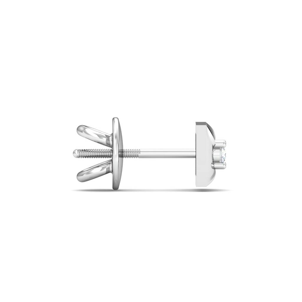 KuberBox 18K White Gold Henri Square Men's Ear Stud