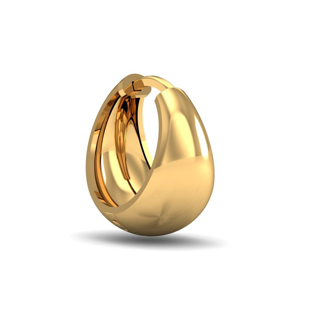 KuberBox 18K Yellow Gold Salman Kaju Bali Men's Hoop Earring