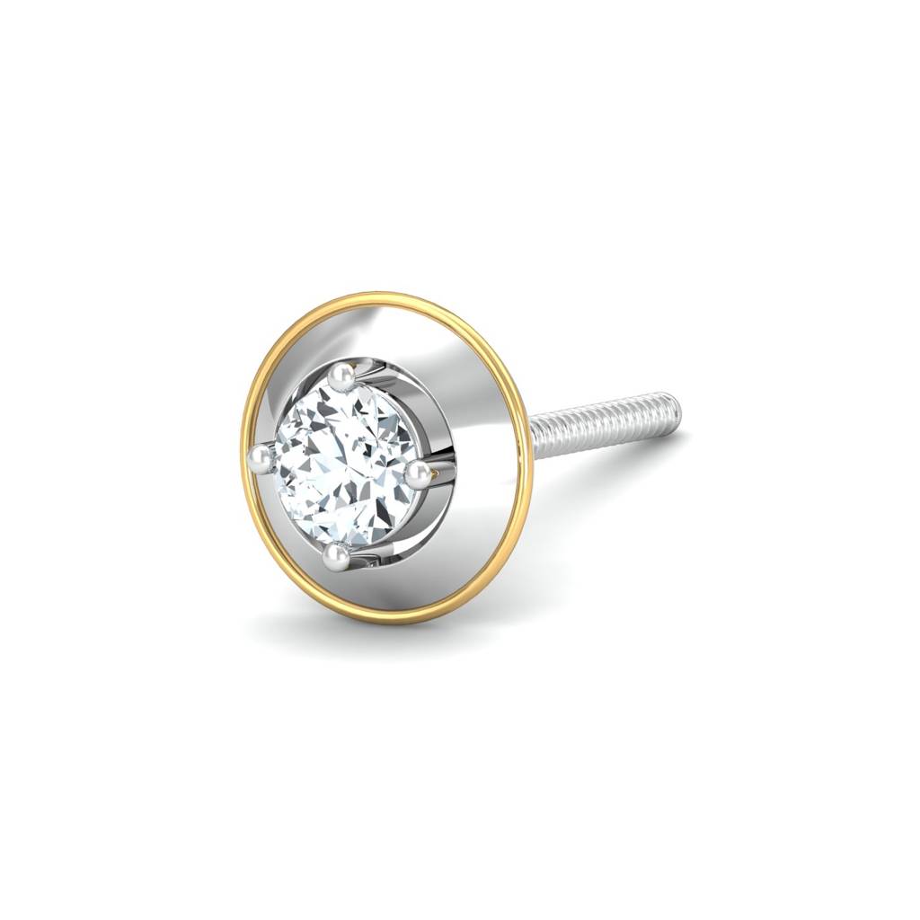 KuberBox 18K White Gold Paradigm 0.12 ct. Men's Stud