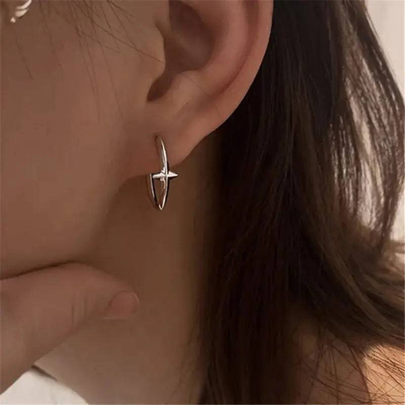 Minimalist Kpop Silver Earrings For Men & Boys : ME2C0045