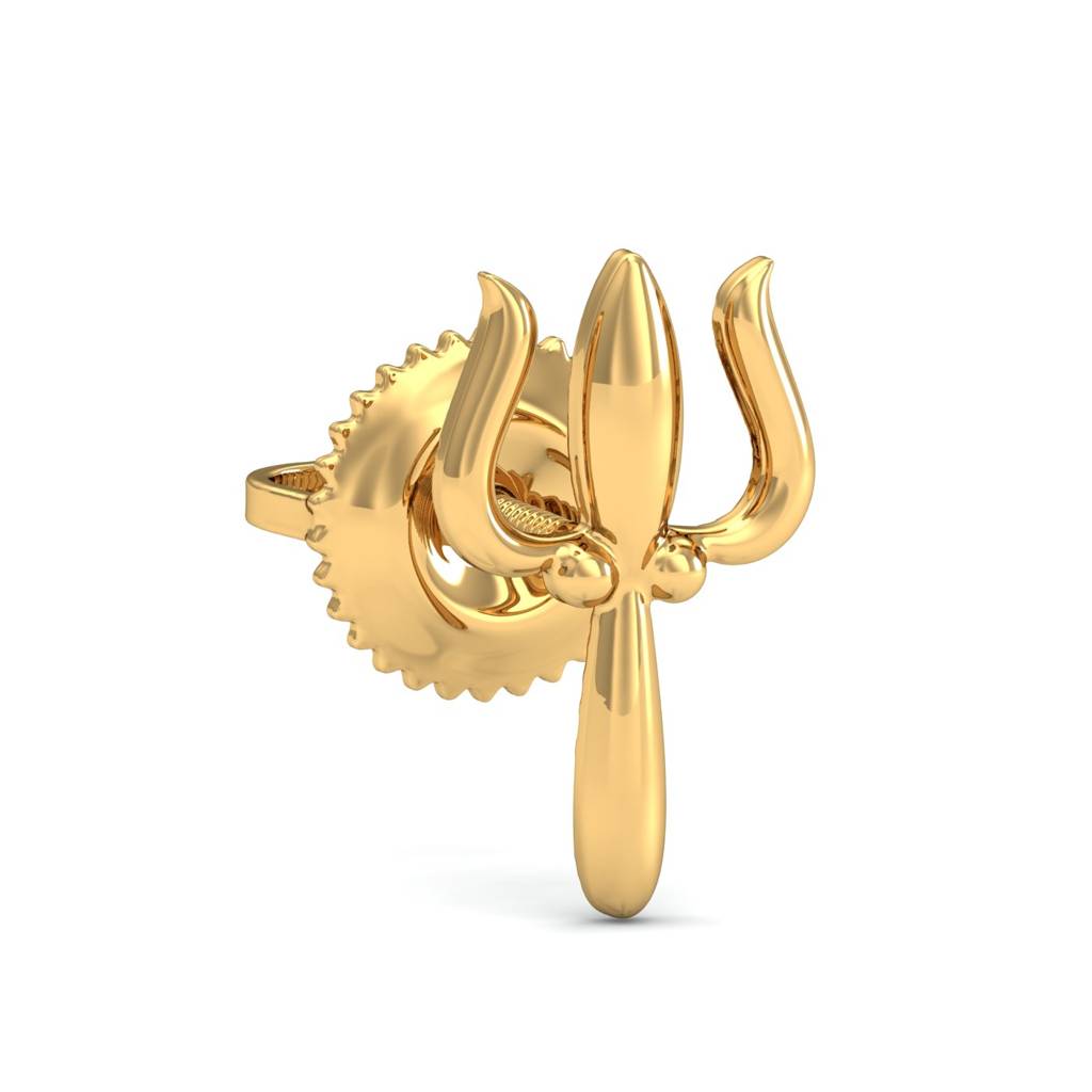 KuberBox 18K Yellow Gold Trident Men's Ear Stud