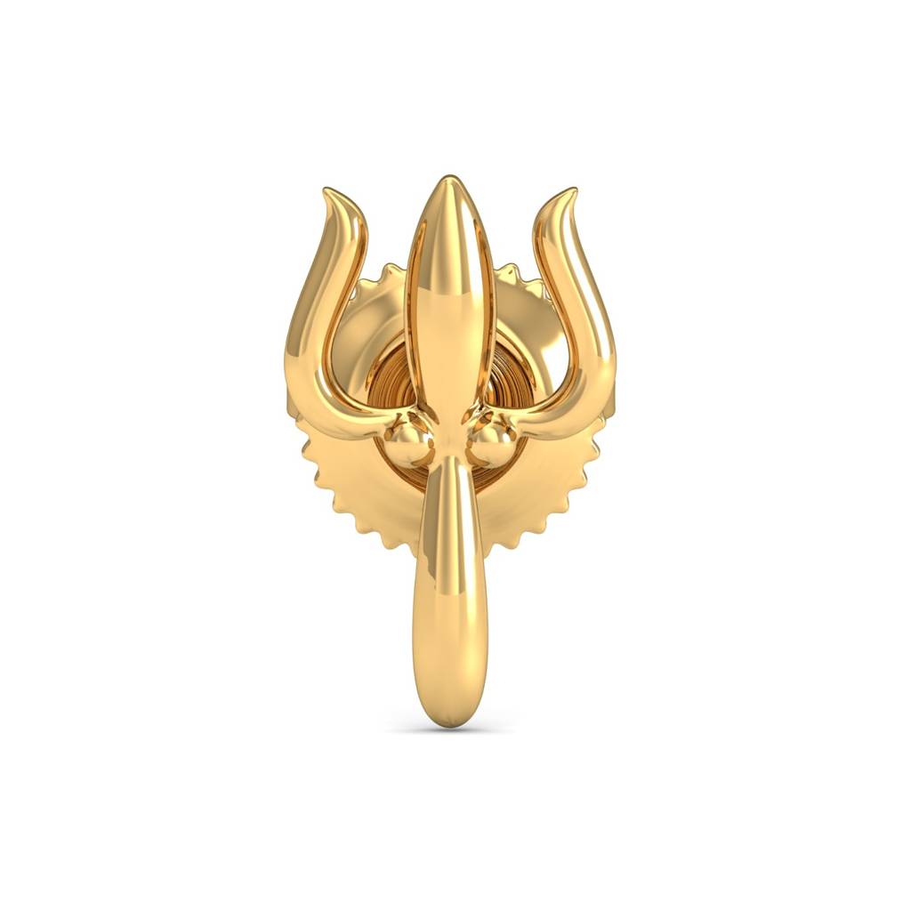 KuberBox 18K Yellow Gold Trident Men's Ear Stud
