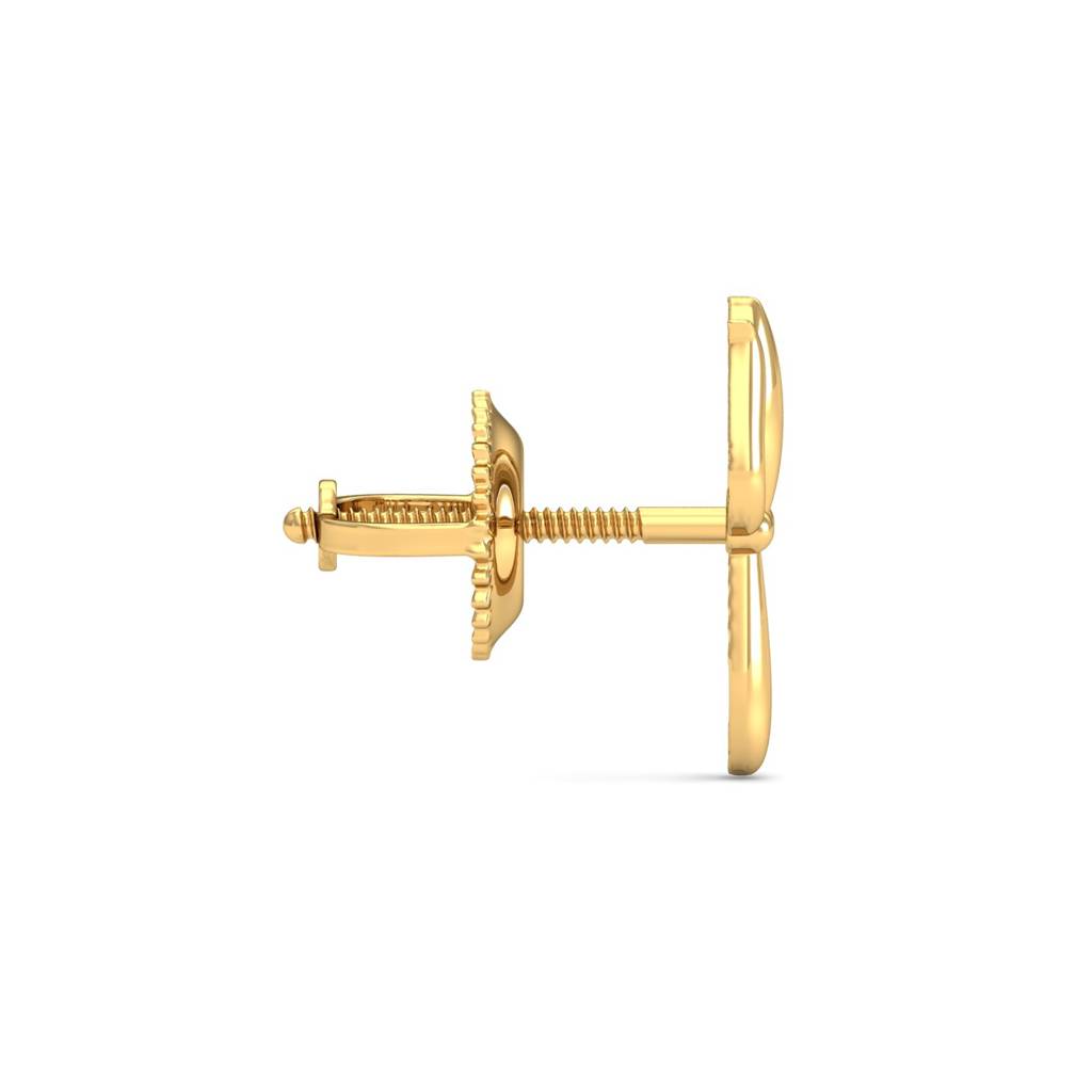 KuberBox 18K Yellow Gold Trident Men's Ear Stud