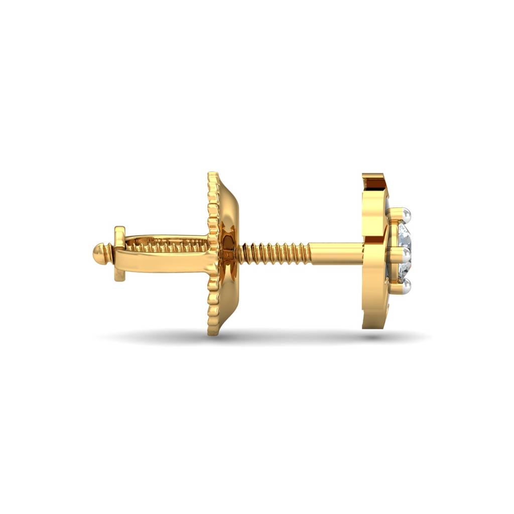 KuberBox 18K Yellow Gold Spinning Disc Men's Ear Stud