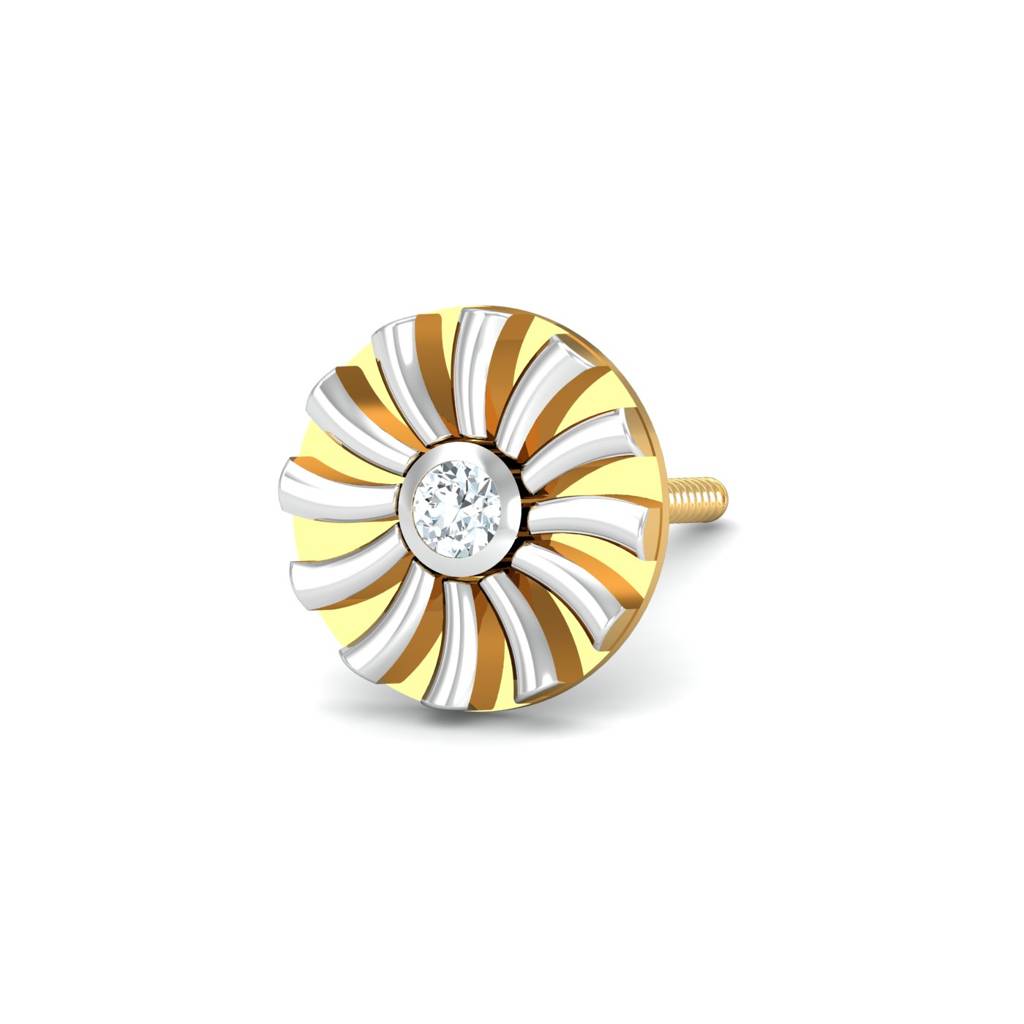KuberBox 18K Yellow Gold Ciru Men's Ear Stud
