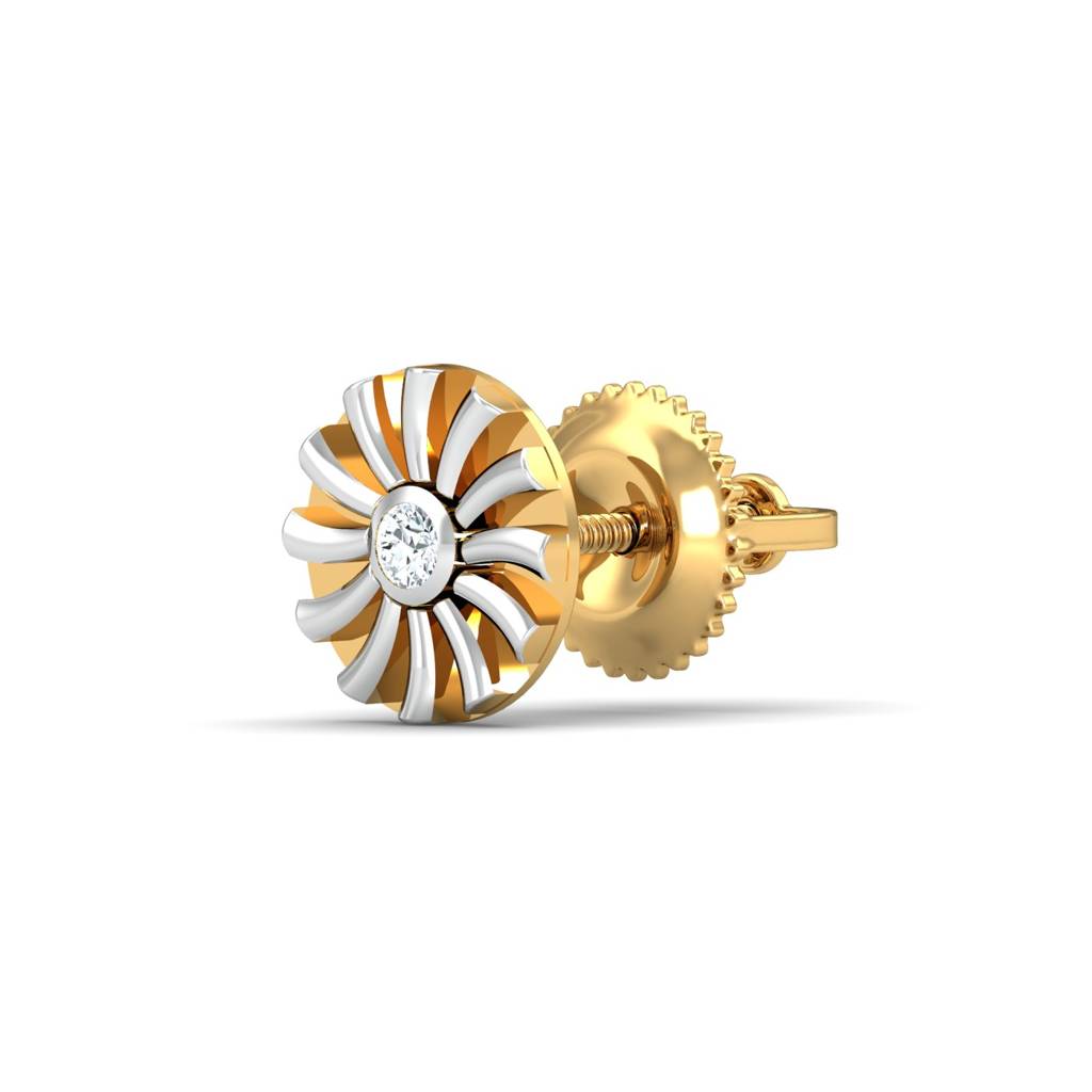 KuberBox 18K Yellow Gold Ciru Men's Ear Stud