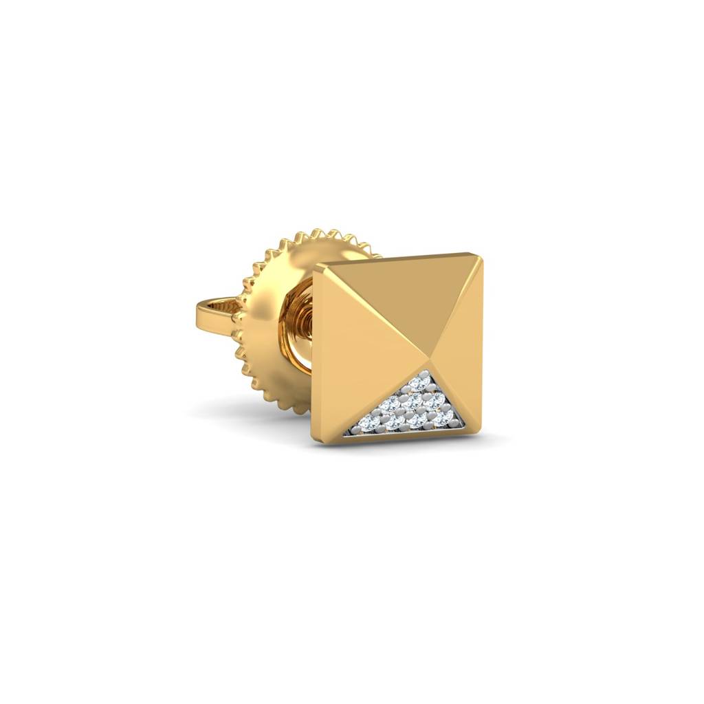 KuberBox 18K Yellow Gold Monolith Men's Ear Stud