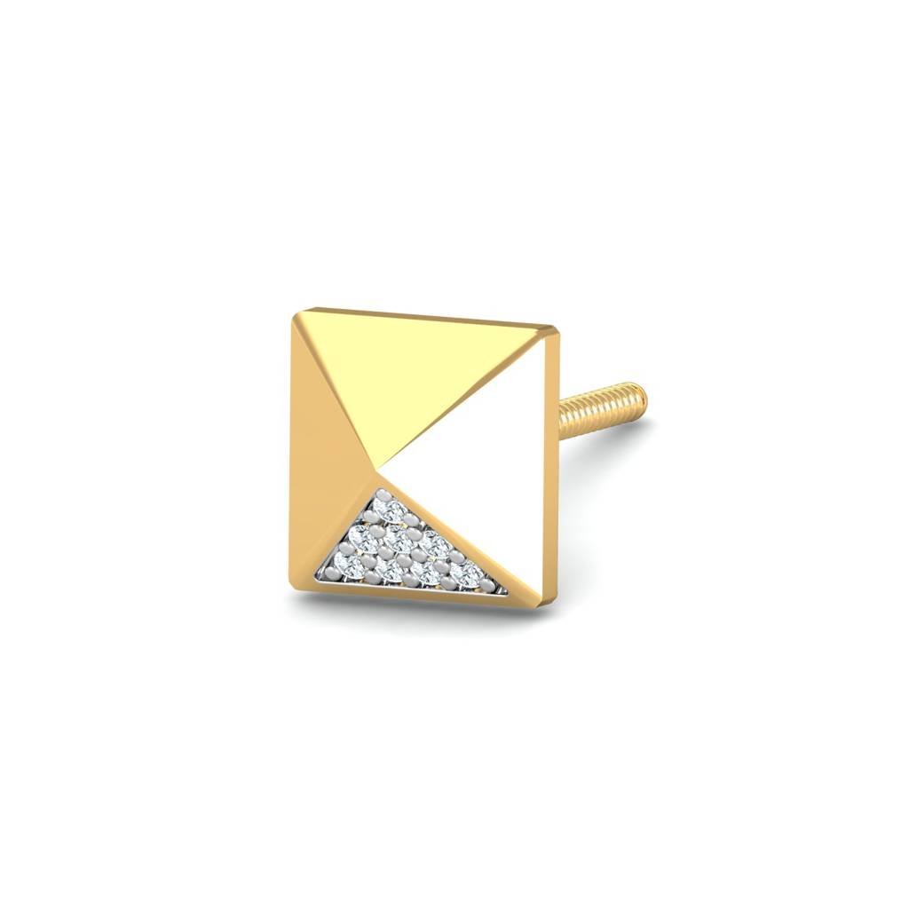 KuberBox 18K Yellow Gold Monolith Men's Ear Stud