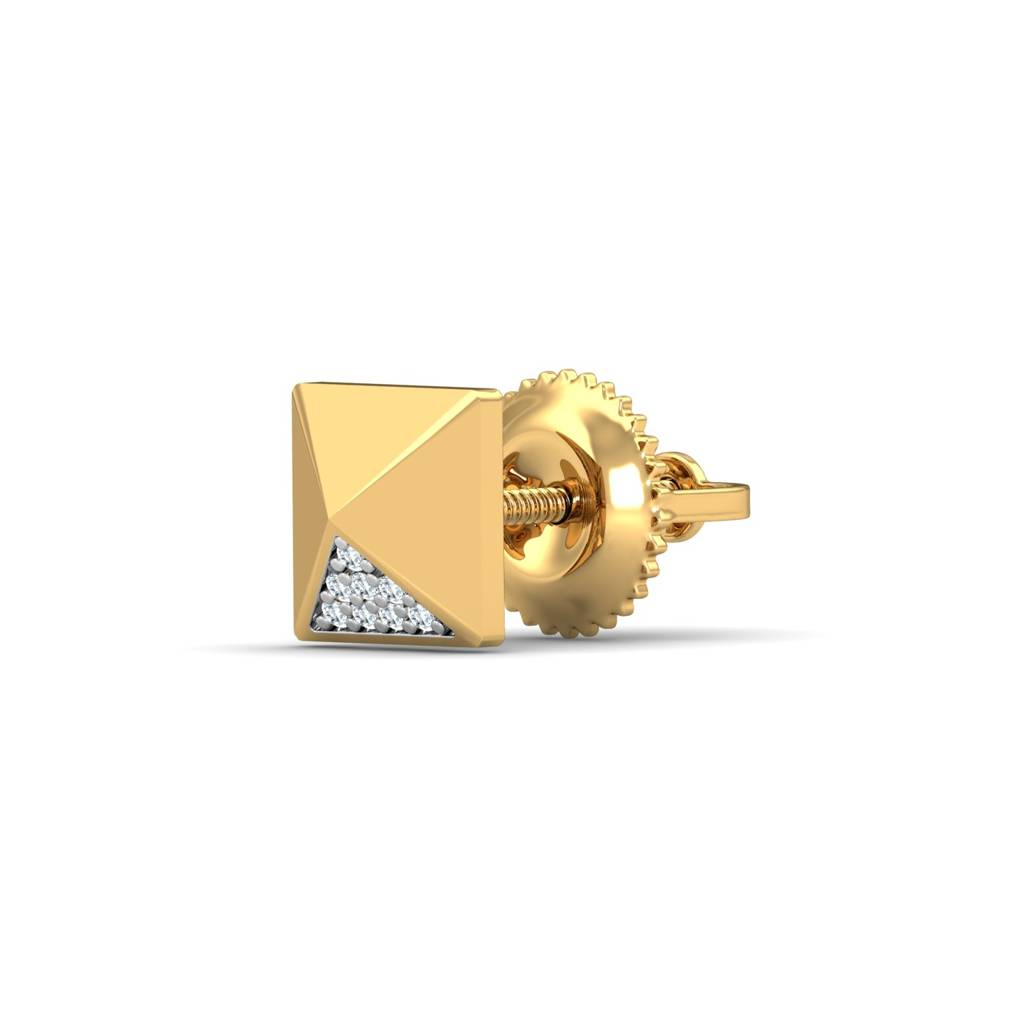 KuberBox 18K Yellow Gold Monolith Men's Ear Stud