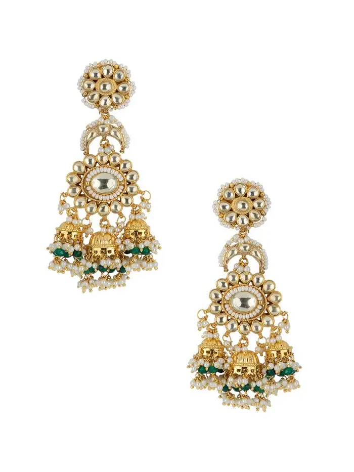 Gold Plated Jadau Kundan Earrings : ME476