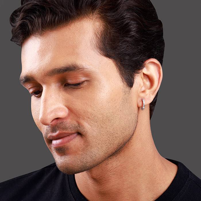 925 Silver Minimal Hoop Earring For Him| Studs To Gift Men & Boys : MER0103