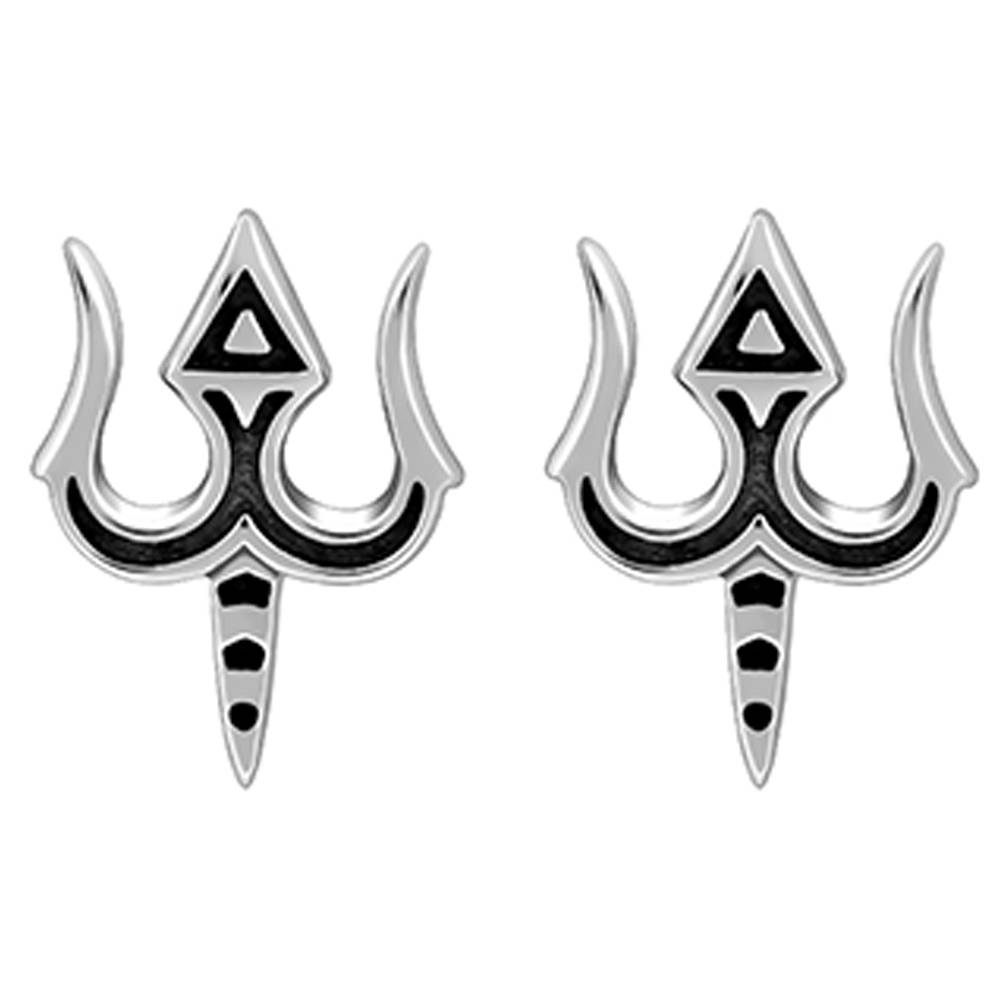 Giva 925 Oxidised Silver Trishul Drip Stud For Him : MER026MER026