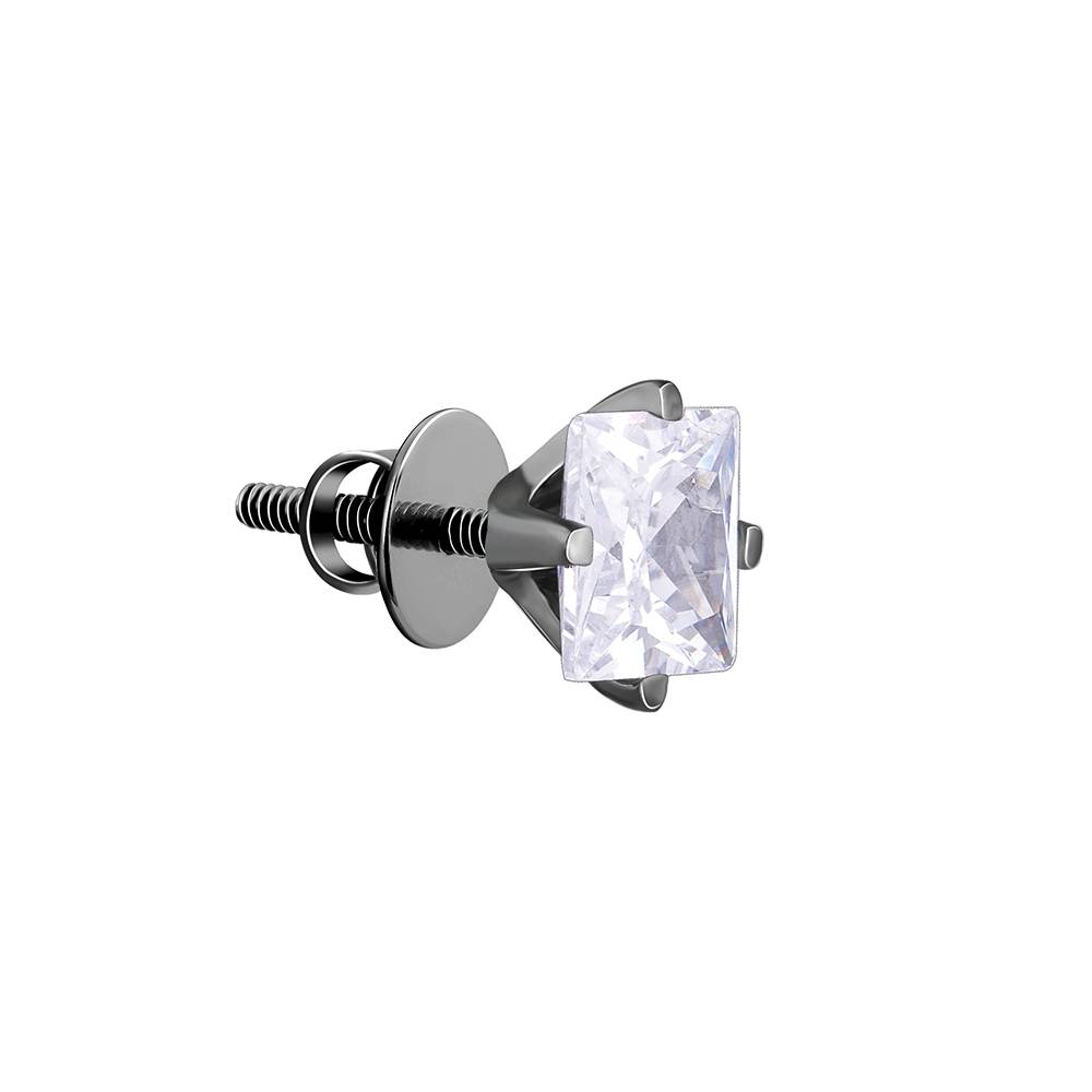 Black Rhodium Sparkling Square Stud For Him : MER027