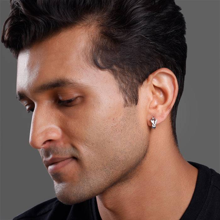 925 Silver Victory Hoop Earrings For Him| Studs To Gift Men & Boys : MER063