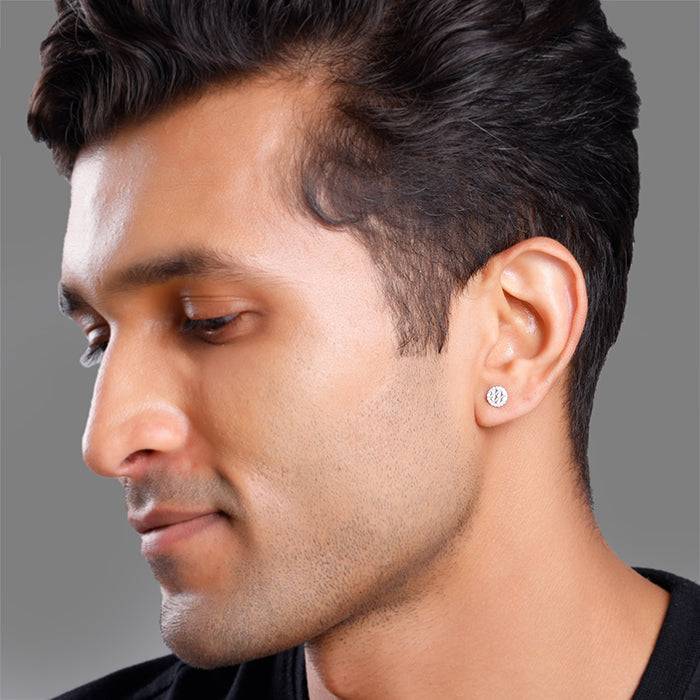 925 Silver Jacquard Stud For Him, Studs To Gift Men & Boys : MER064
