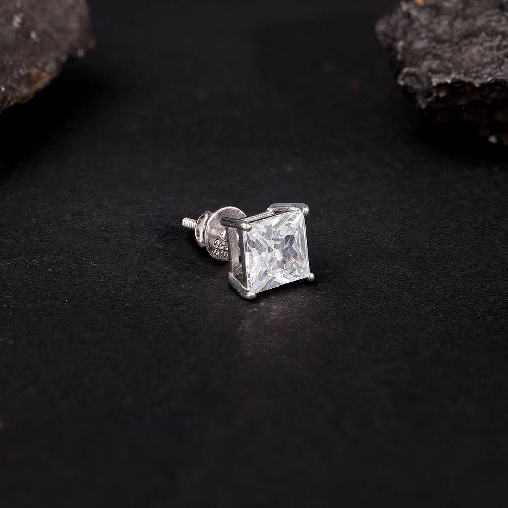 thumbnail image 2 of 925 Sterling Silver Square Clear Zircon Stud Earrings – Nickel-Free, Made In Italy, Alex And Elsa 2 of 5