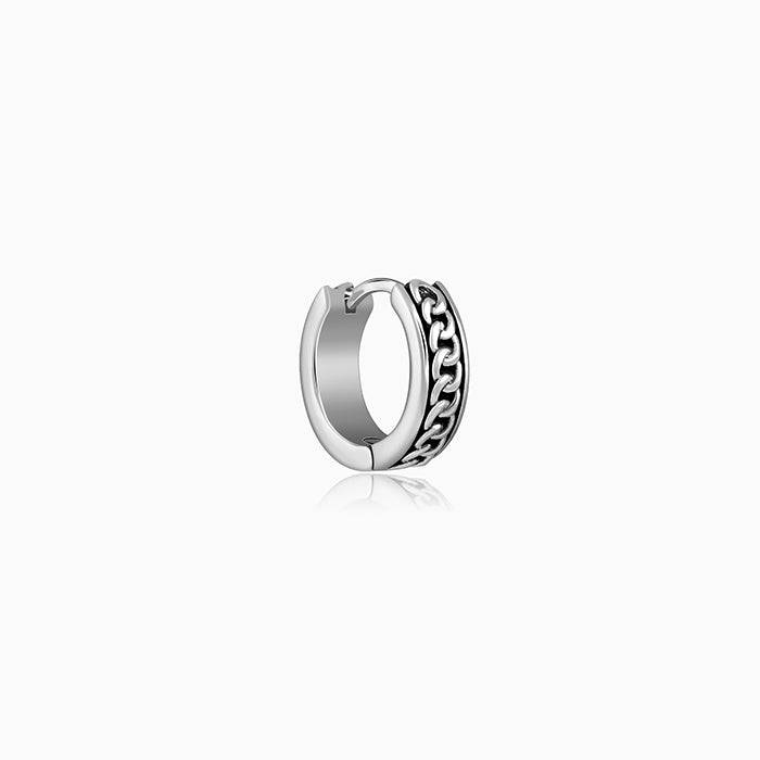 925 Oxidised Silver Linked Chain Hoop Stud For Him| Drops To Gift Men & Boys : MER098MER098