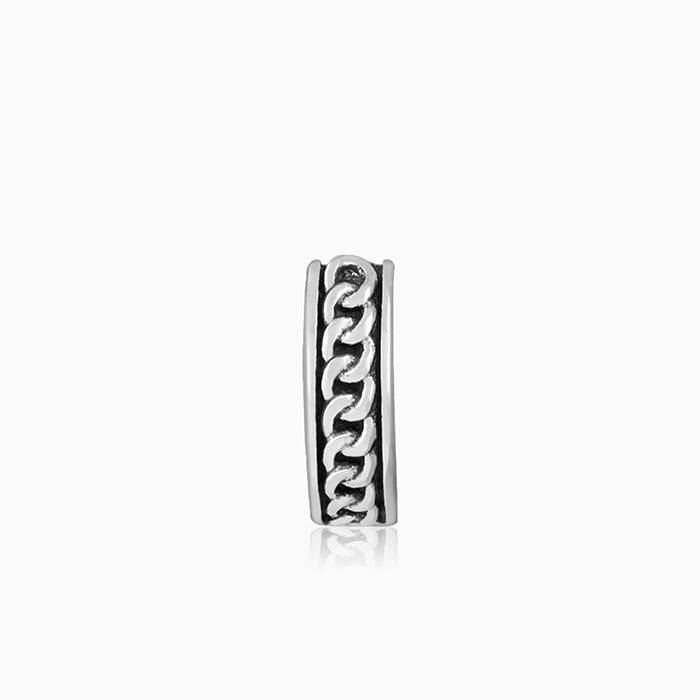 925 Oxidised Silver Linked Chain Hoop Stud For Him| Drops To Gift Men & Boys : MER098MER098