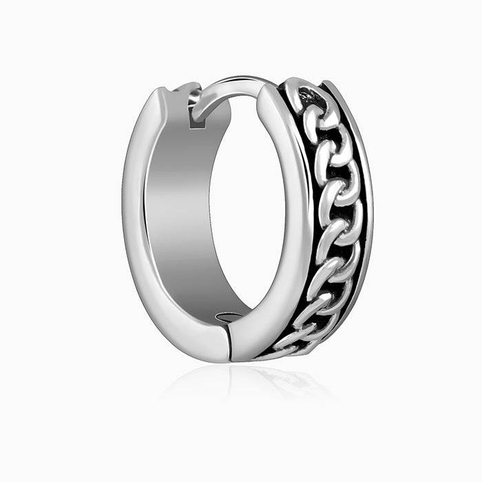 925 Oxidised Silver Linked Chain Hoop Stud For Him| Drops To Gift Men & Boys : MER098MER098