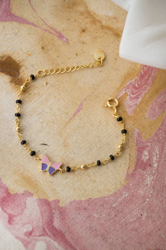 Colorful Butterfly Gold Plated Sterling Silver Chain Kids Nazariya Bracelet : MEYBK900D2263