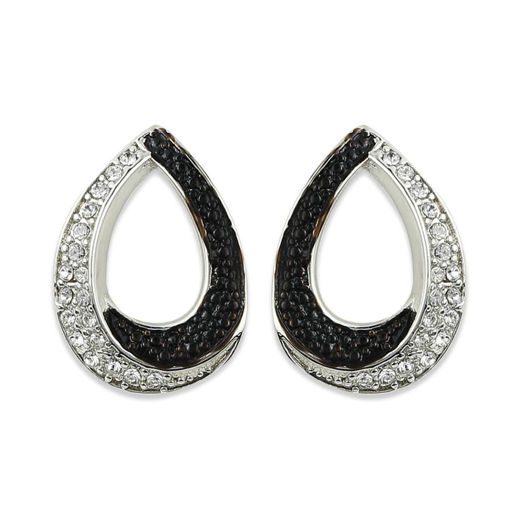 Estele Rhodium Plated Dew Drop Dawn And Dusk Pendant Set With Crystals For Women : 8432NKER