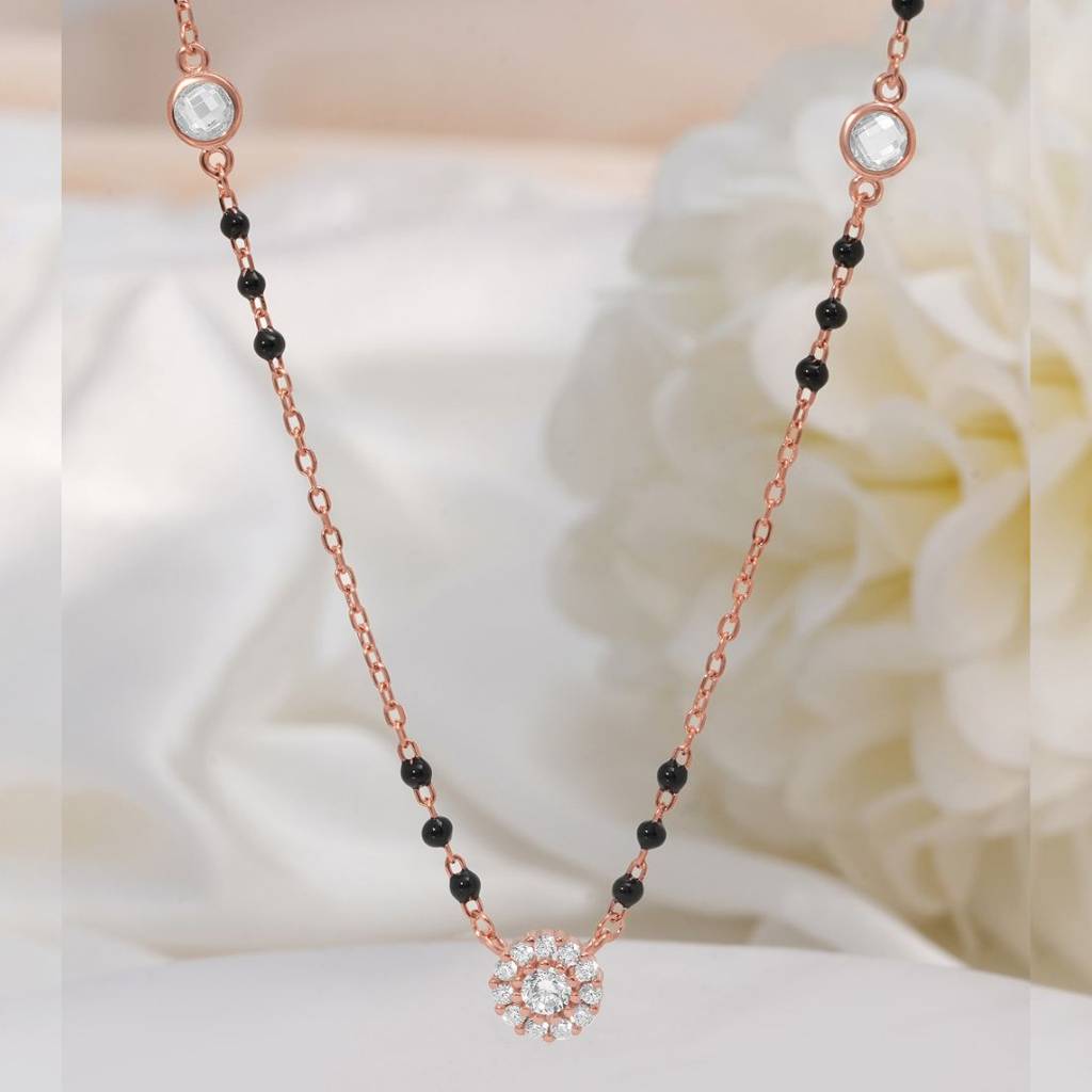 Minimal Rose Gold Plated 925 Sterling Silver Mangalsutra : MGS-10097-RG