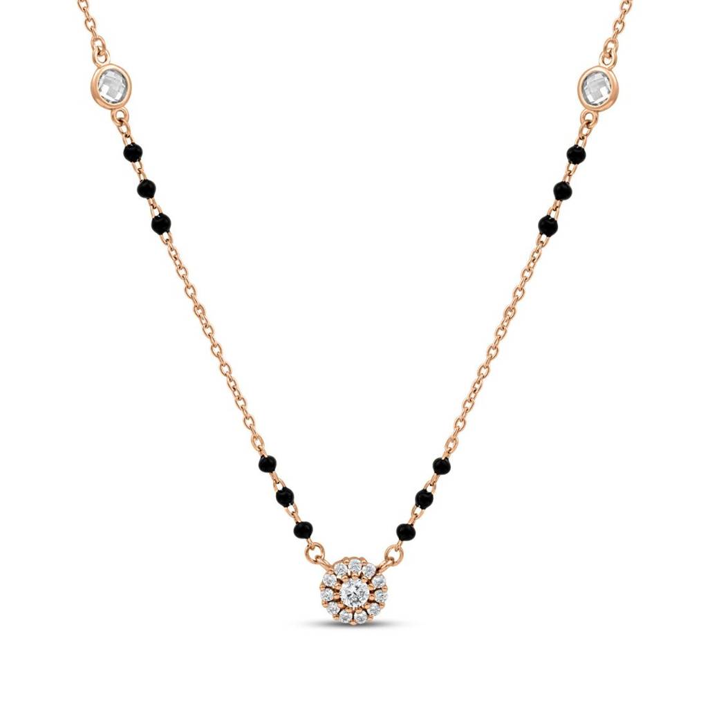 Minimal Rose Gold Plated 925 Sterling Silver Mangalsutra : MGS-10097-RG