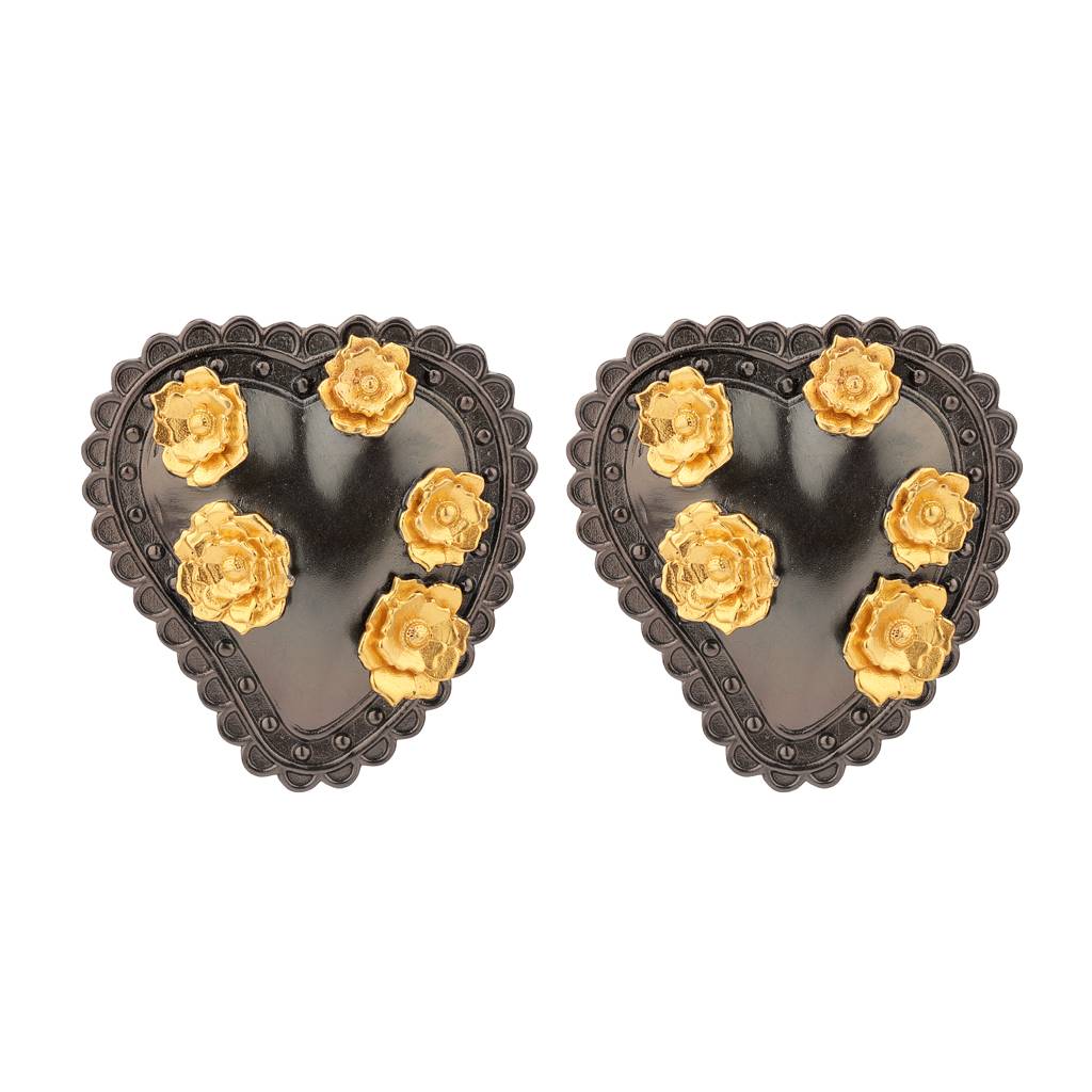 Nevada Rose Black & Gold Studs