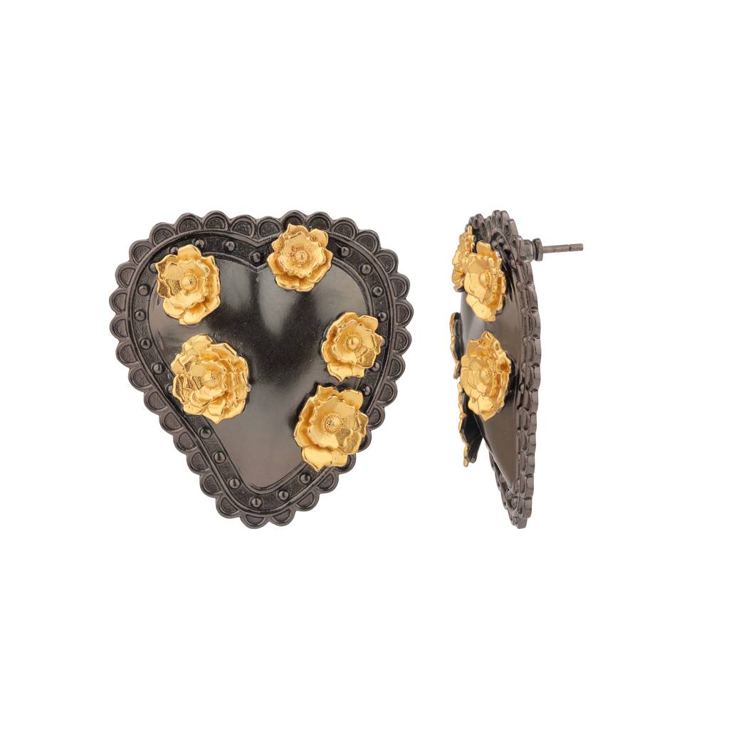 Nevada Rose Black & Gold Studs