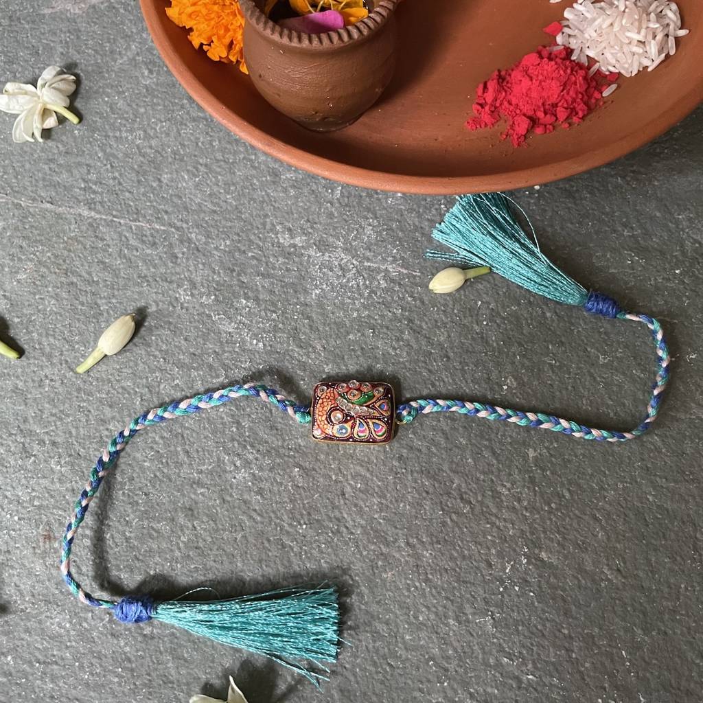Tanjore Rakhi - Peacock : MJ310