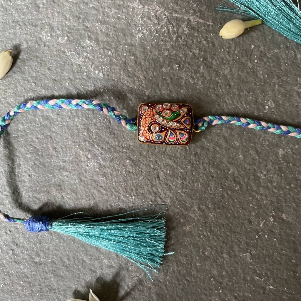 Tanjore Rakhi - Peacock : MJ310