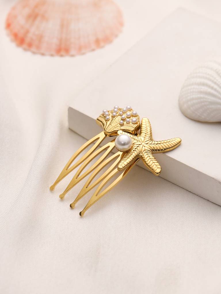 Pearl Seashell Hair Comb Pin : MJ506