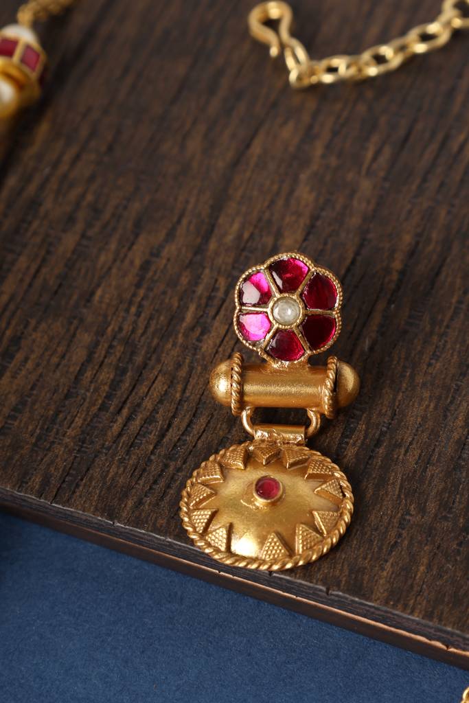 Temple Kundan Long Pendant Necklace Set : MMAY2511