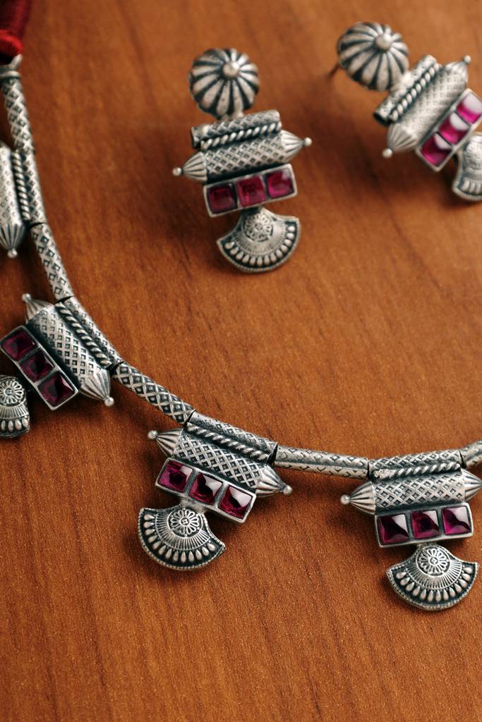 Pink Temple Tribal Necklace Set : MMAY2534