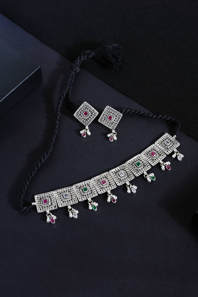 Square Cut Stone Choker Set : MMAY2552