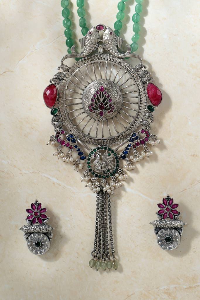 Tribal Temple Pendant Kempstone Necklace Set : MMAY2570