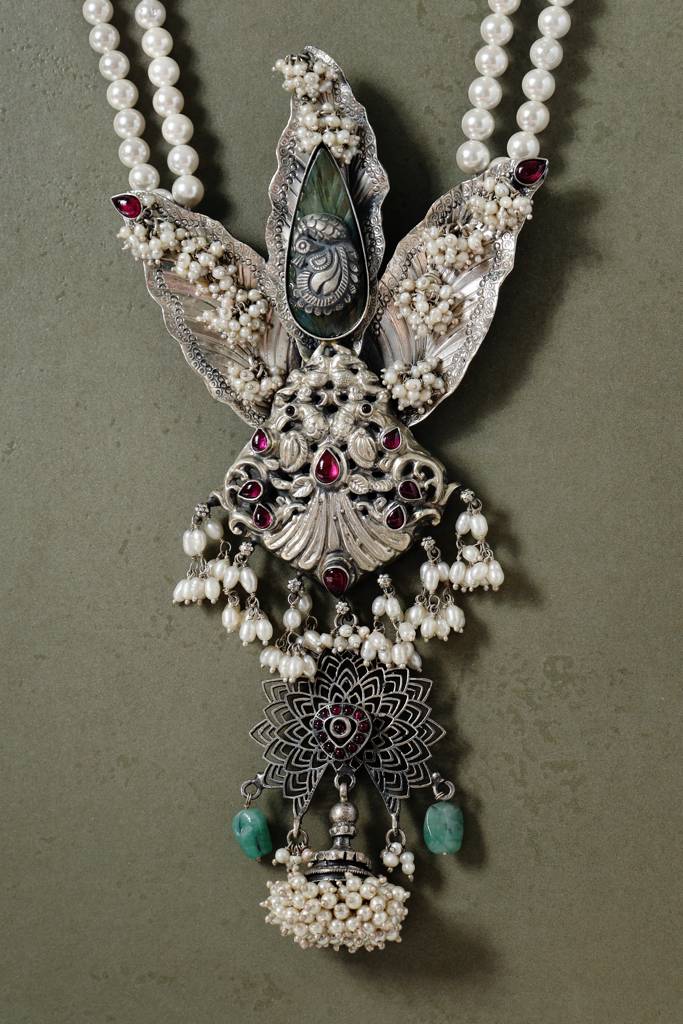 Temple Kempstone Pearl Pendant Necklace Set : MMAY2573